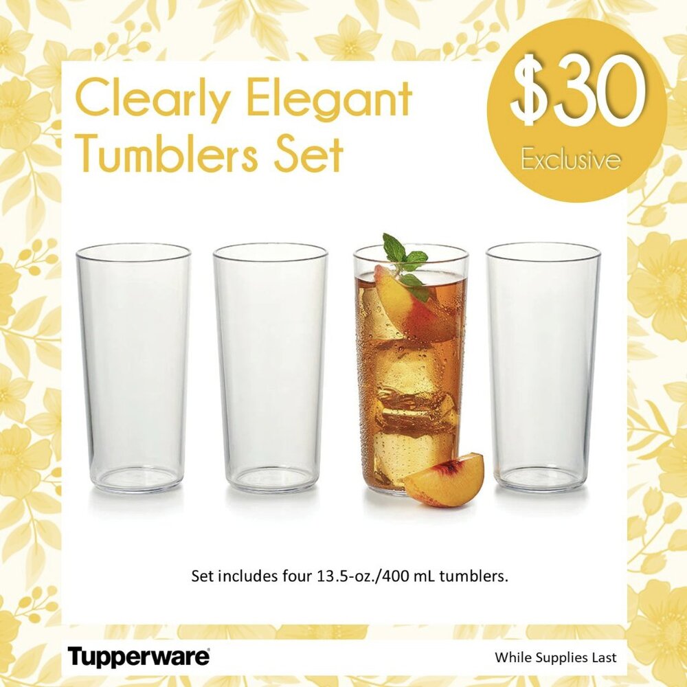Tupperware Clearly Elegant 14 oz Tumblers